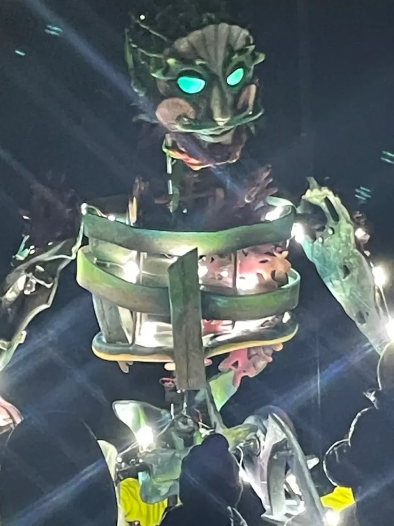 Enormous puppet at a fireworks display in Cambridge